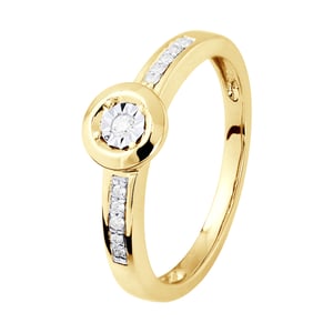 Diamond Solitaire ondersteund 0070 Cts Illusion 1 Ct geel goud