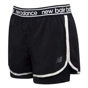 New Balance Logo Black Stretch Waist Womens Relentless 2in1 Shorts WS01177 BK