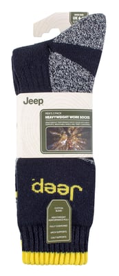 Heren Heavy Duty Werksokken met Boogondersteuning | Jeep | Volledige Kussen High-Performance Katoenen Bocksokken met Versterkte Hiel en Teen - Marineblauw / Grijs