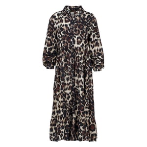 Jurk met dierenprint en knoopdetail