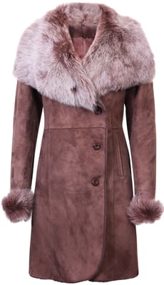 Dames suède merino shearling jas met Toscana kraag-Hanoi