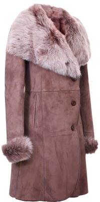 Dames suède merino shearling jas met Toscana kraag-Hanoi