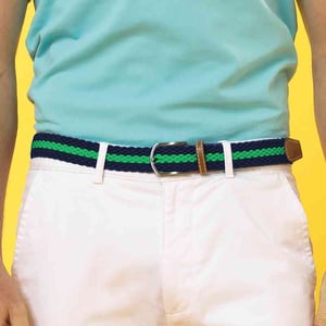 Asquith & Fox Heren Twee Kleuren Streepjes Vlechtriem (Marine / Gelei)