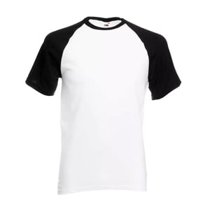 Fruit of the Loom Heren T-Shirt Honkbal met korte mouwen (Wit/zwart)