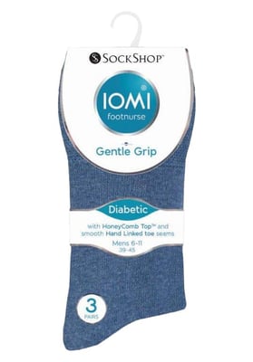 IOMI - Set van 6 sokken zonder elastiek diabetische sokken voor heren - Blauw