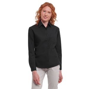 Russell Collection Dames/Dames Katoen Popeline Easy-Care Formeel Overhemd Met Lange Mouwen (Zwart)
