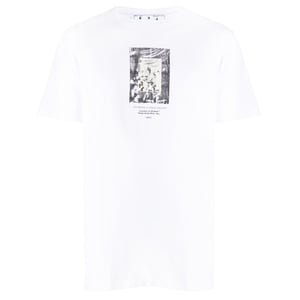 Gebroken witte verfspiegellogo slim-fit wit T-shirt