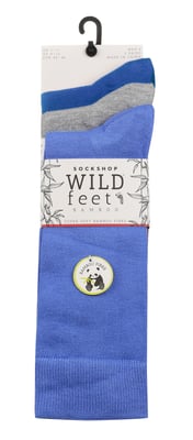 Wild Feet - Set van 3 bamboesokken voor heren | Vlak - Blauw Grijs
