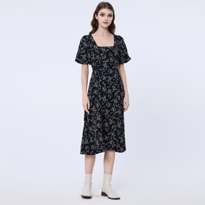 Vierkante halslijn Liberty print jurk