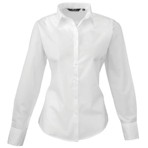 Premier Dames/Dames Popeline Blouse met Lange Mouwen (Wit)