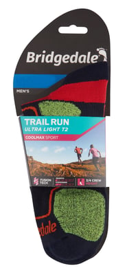 Bridgedale - Heren Trail Running Ultralight T2 Coolmax Sport 3/4 Crew Sokken - Marineblauw