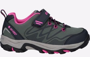 Hi-Tec Blackout Low Polyester Soft Shell Meisjes Donkere Bos/India Inkt/Roze Wandelschoenen