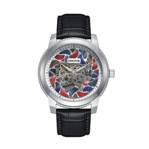 Heritor automatisch Emmanuel semi-skelet lederen bandhorloge