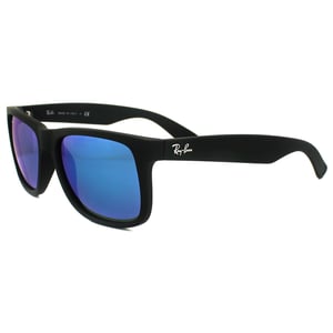 Ray-Ban Zonnebril Justin 4165 622/55 Rubber Zwart Blauw Mirror