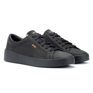 Boss Belwar Tennis Tumble Leather Heren Zwart Sportschoenen