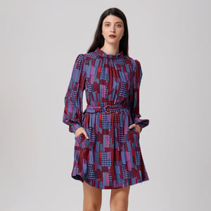 Korte blouse-jurk met grafische print