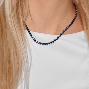 Gekweekte parels ketting Zoetwater 5-6mm Sluiting Black Luxury White Gold