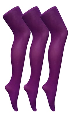 3 paar dames gekleurde ondoorzichtige 80 denier panty's - Keizerlijk Paars