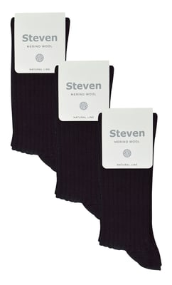 Steven - Dames 3 Paar Originele Merino Wol Sokken - Warme Wintersokken Multipack - Zwart