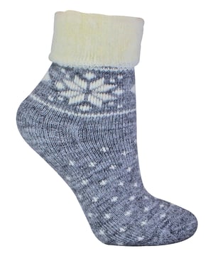 Wollen bedsokken voor dames met Fairisle-ontwerp - Grijs