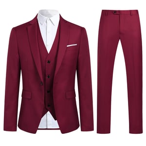 3-delig slim-fit kastanjebruin modieus pak met één knoop