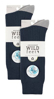 Wildfeet - 6 Paar Heren Katoenen Boot Sokken voor Buiten | Ideaal voor Wandelen - Blauw