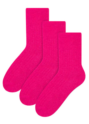 Steven - 3 Paar Multipack Dames Wol Gebreide Sokken | Warme Kousen Jurk Sokken - Roze