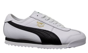 Puma Roma 68 Vintage Wit Zwart Leer Lage Lace Up Herentrainers 370051 02