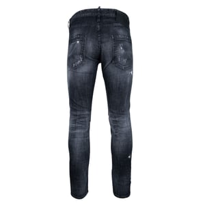 Dsquared2 Relaxte lange kruisversterkte gescheurde zwarte jeans