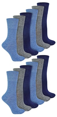 IOMI - 12 paar bamboesokken voor diabeten voor dames - Blauw