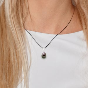 Ketting Tahitian Pearl 8-9 mm Pear LINK BLACK 925
