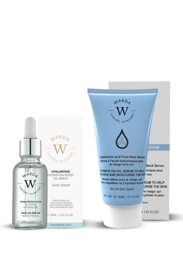 Hyaluronzuurolieserum + hyaluronzuurgezichtshalsserum