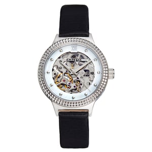 Keizerin Alice Automatisch MOP-horloge met skelet wijzerplaat en lederen band