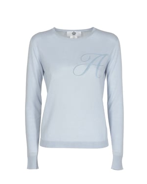 Crown Of Edinburgh Cashmere Lange Mouw Art 004 Lichtblauwe Letter A