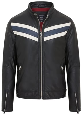 Heren Zwarte Café Racer Biker Leren Jack - Aniak