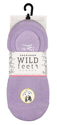 Wildfeet - Dames 2 Paar Zachte Ped Sokken - Bamboe No Show Sokken - Lila / Grijs