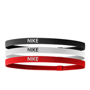 Nike Hoofdband in gemengde breedte (set van 3) (Zwart/Rood/Wit)