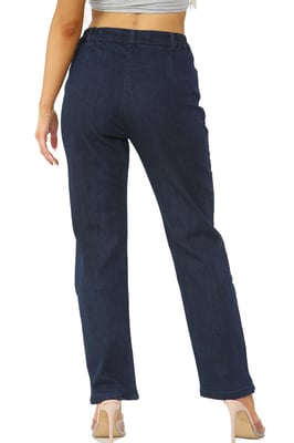 MYT Damesjeans met elastische taille aan de zijkant in donkerblauw