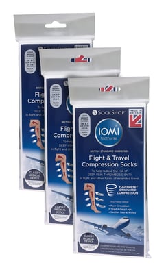 IOMI - 3 Paar Multipack Dames Vlucht Sokken, Compressiesokken voor Vrouwen - Beige