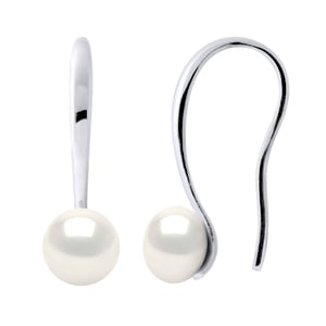 Oorbellen Hooks Zoetwater Parels Witte Knopen 7-8 mm 925