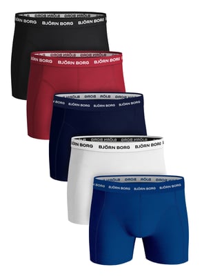 Björn Borg - 5 Paar Heren Boxer Shorts | Katoen Stretch Boxershorts Ondergoed - Blauw / Rood