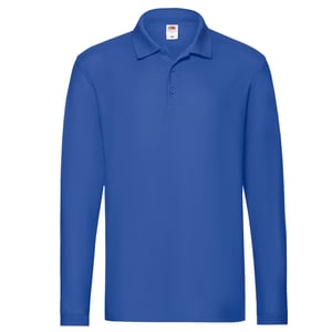 Fruit of the Loom Heren Premium Pique Poloshirt met lange mouwen (Koningsblauw)