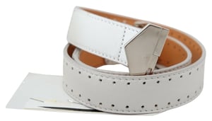GF Ferre Damesriem in wit leer met zeshoekig logo en gesp