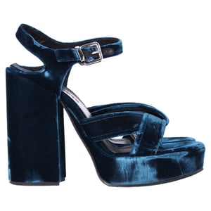 Jil Sander Chunky Sandalenhakken in Blauw Fluweel