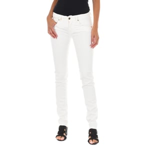Lange jeansbroek met smal gesneden zomen 10DBF0475-B088 vrouw
