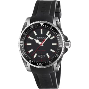 Gucci YA136303 Dive zwarte wijzerplaat siliconen band herenhorloge