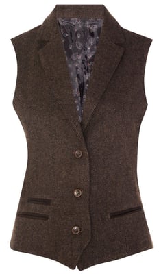 Dames Tweed jaren 1920 visgraat bruin vest