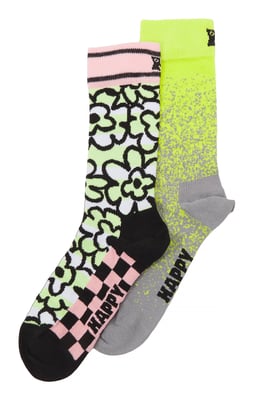 2-pack Unisex Kleurrijke Feestsokken Geschenkdoos Set - Geel