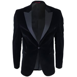 Heren zwart fluwelen diner smoking colbert blazer