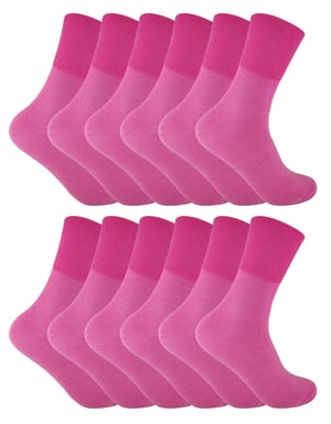 12 stuks sokken zonder elastiek thermo diabetessokken voor dames - Roze
